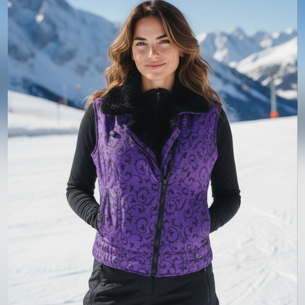 Nils Skiwear  Purple  with black faux fur collar